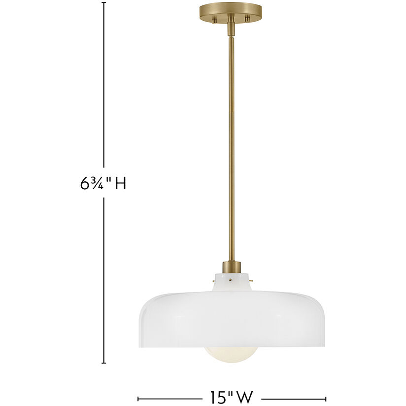 Maisie 1 Light 15 inch Lacquered Brass Pendant Ceiling Light in Cased Opal