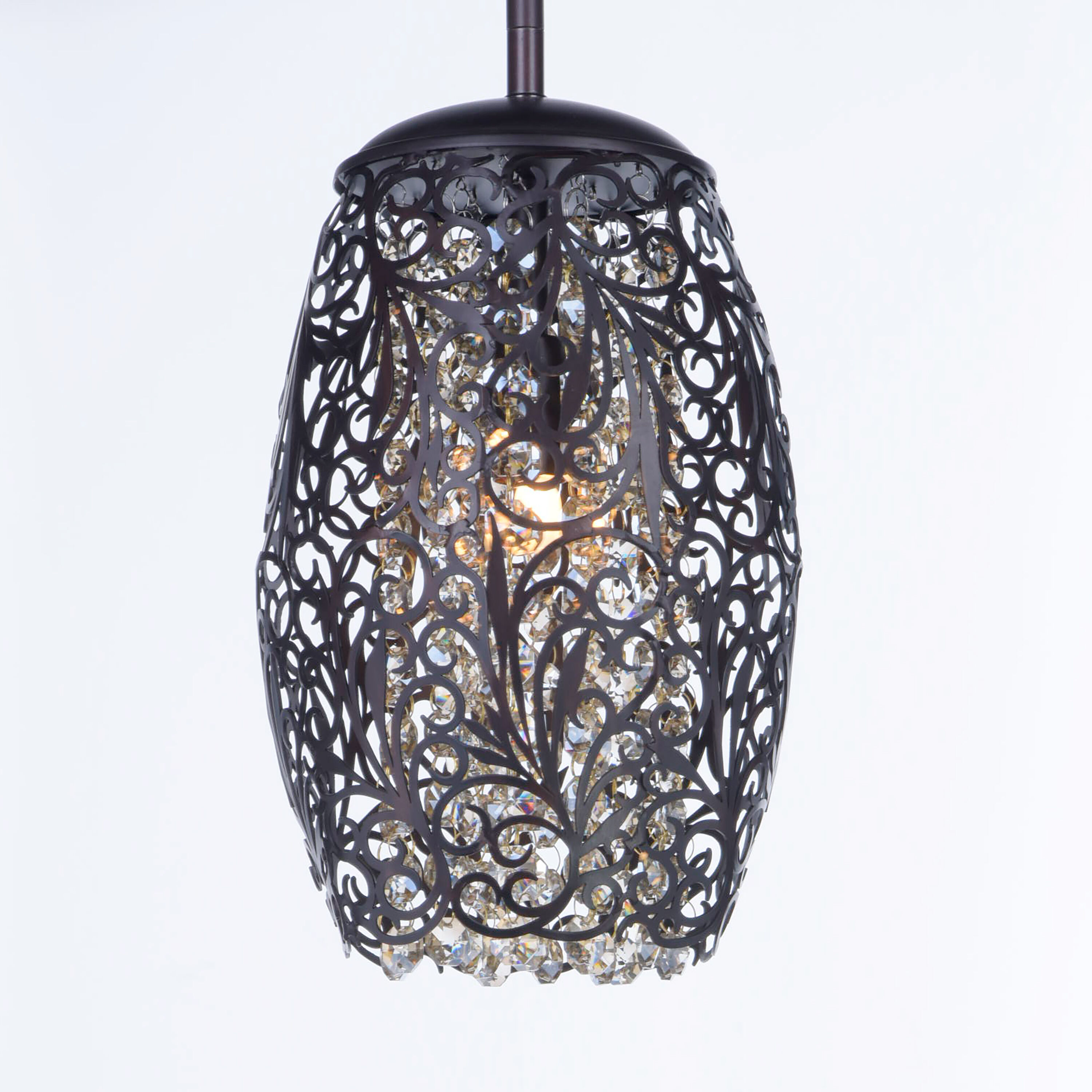 Arabesque 1 Light 6.5 inch Oil Rubbed Bronze Mini Pendant Ceiling Light in Cognac