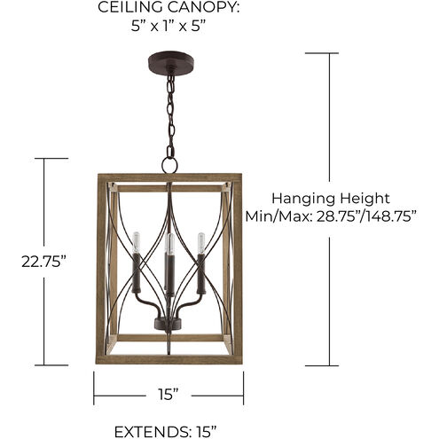 Tybee 4 Light 15 inch Nordic Grey Foyer Ceiling Light