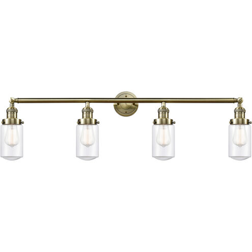 Franklin Restoration Dover 4 Light 43 inch Antique Brass Bath Vanity Light Wall Light in Incandescent, Clear Glass, Franklin Restoration