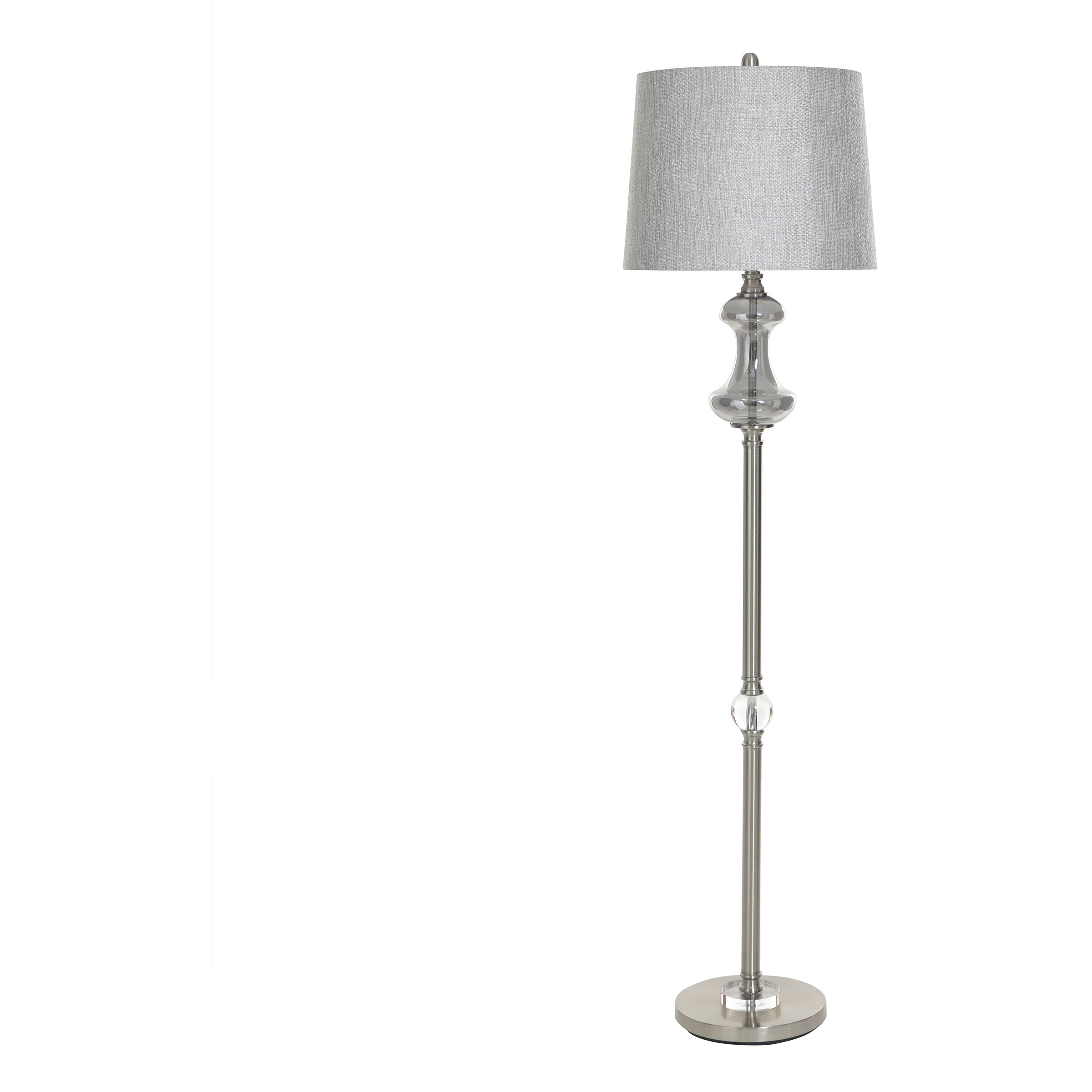 Callahan 62.5 inch 100 watt Brushed Nickel and Silver and Grey Floor Lamp Portable Light