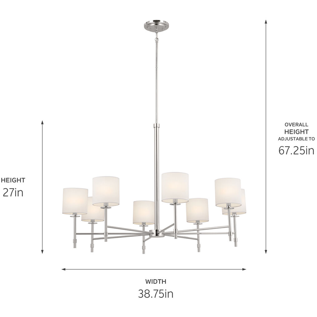 Ali 8 Light 38.75 inch Polished Nickel Chandelier Ceiling Light