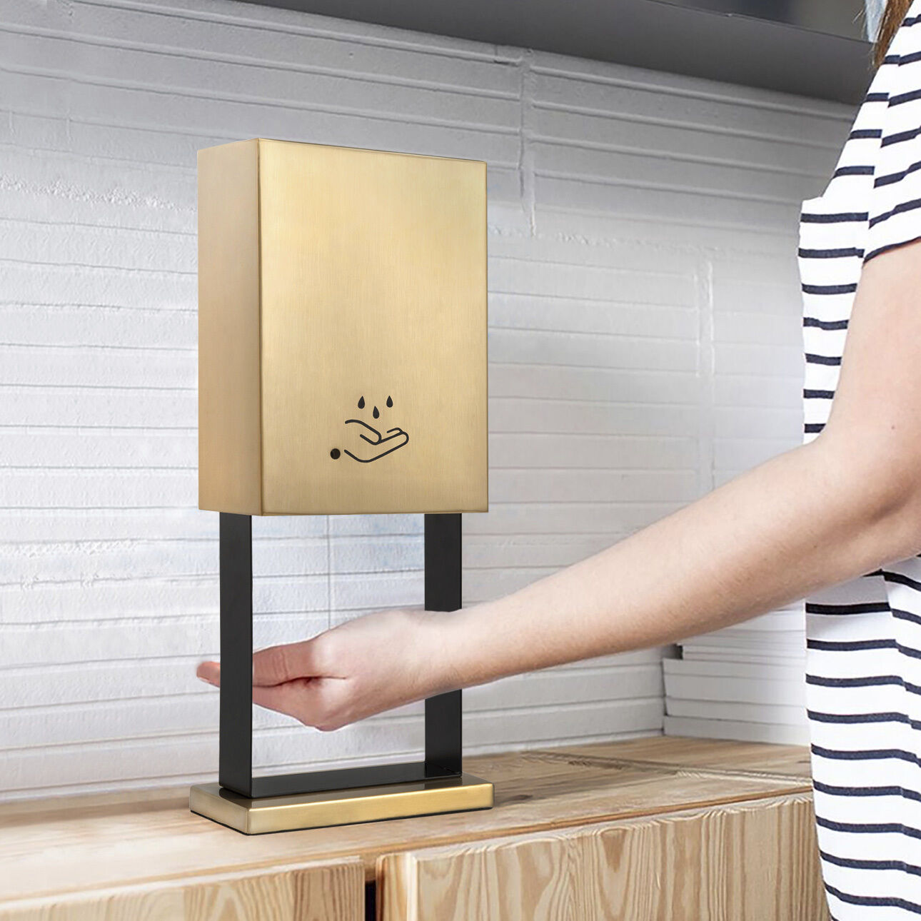 Luxe Brushed Brass Tabletop Touchless Hand Sanitizer Dispenser