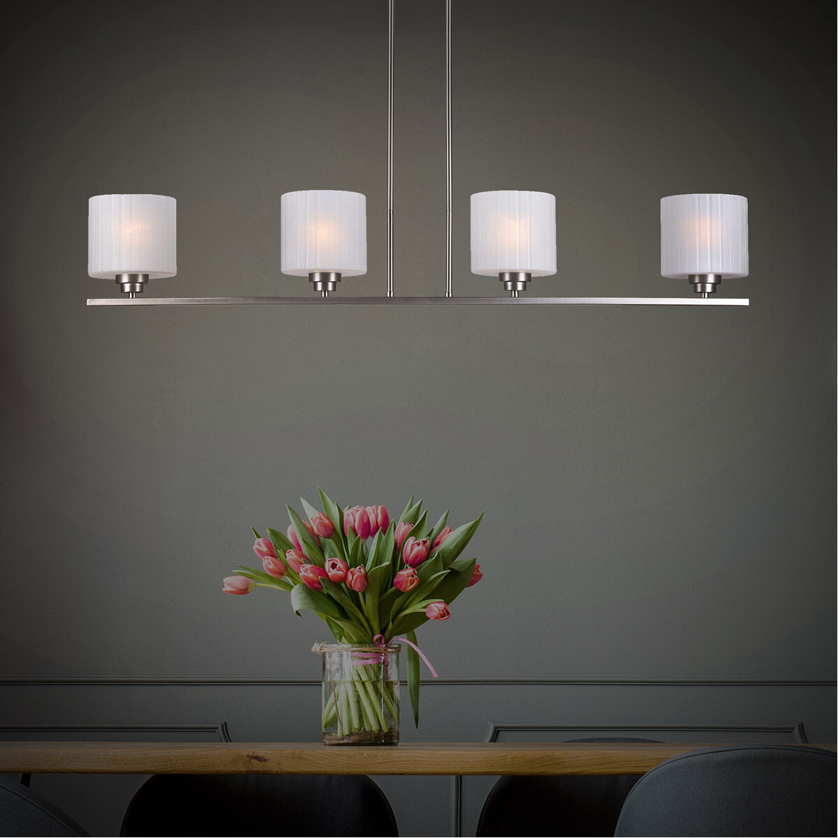 Signature 4 Light 45 inch Brushed Nickel Island Pendant Ceiling Light