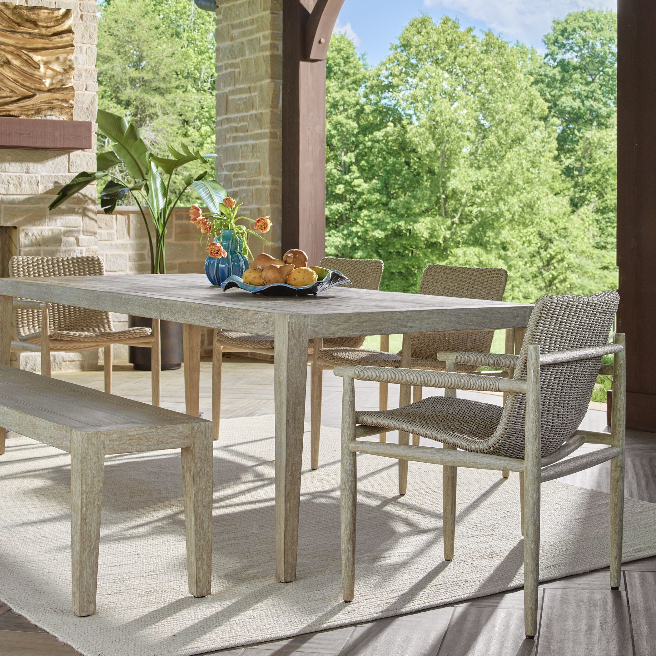 Kirkham 92 X 29.75 inch Cerused Wheat Outdoor Dining Table
