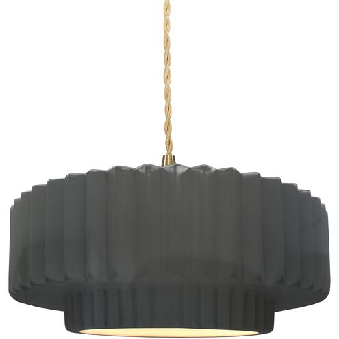 Radiance LED 14.5 inch Gloss Grey and Brushed Brass Pendant Ceiling Light