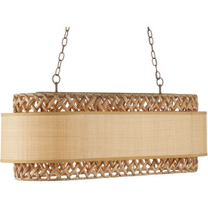 Isola 6 Light 43 inch Khaki/Natural Water Hyacinth Chandelier Ceiling Light