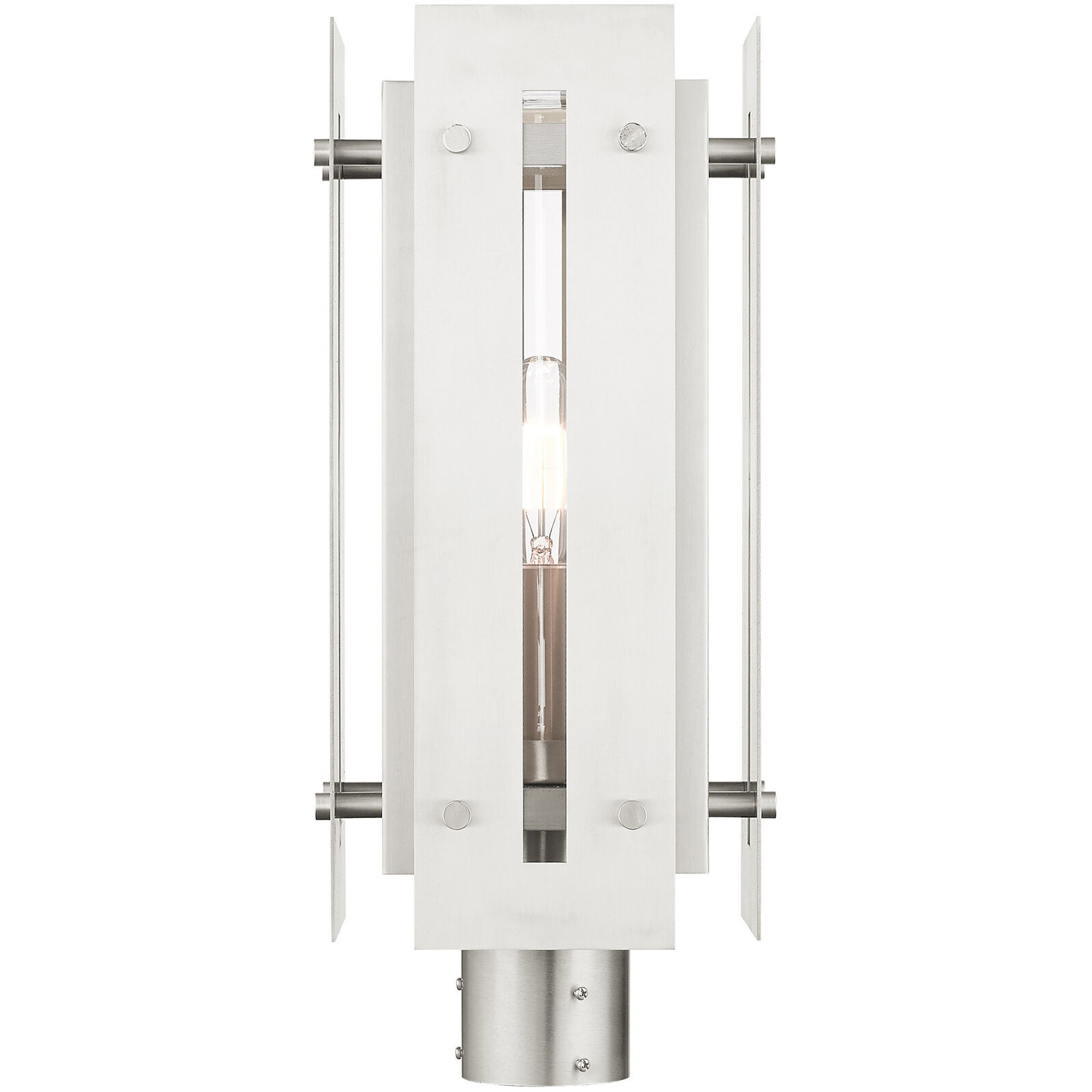 Utrecht 1 Light 20 inch Brushed Nickel Accents Outdoor Post Top Lantern