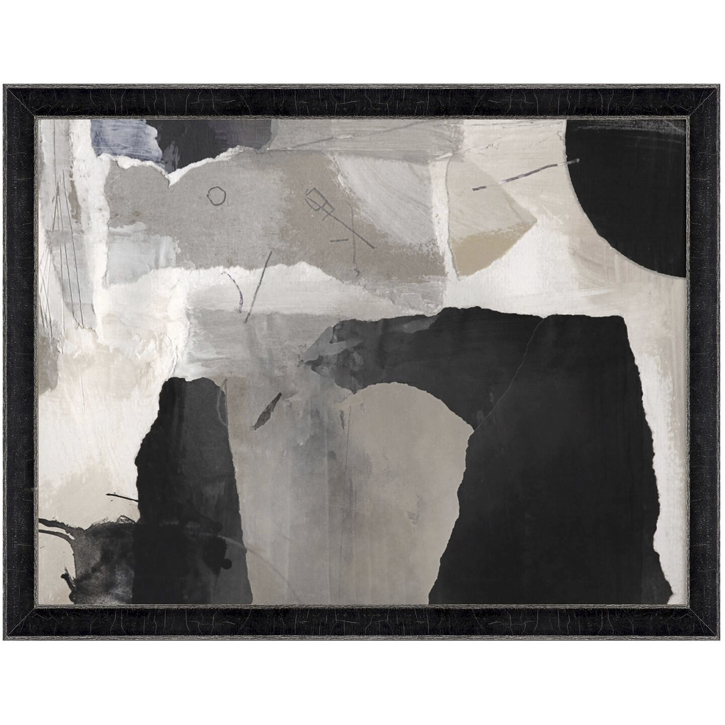 Abstract Black and Gray and Neutral and White Framed Art