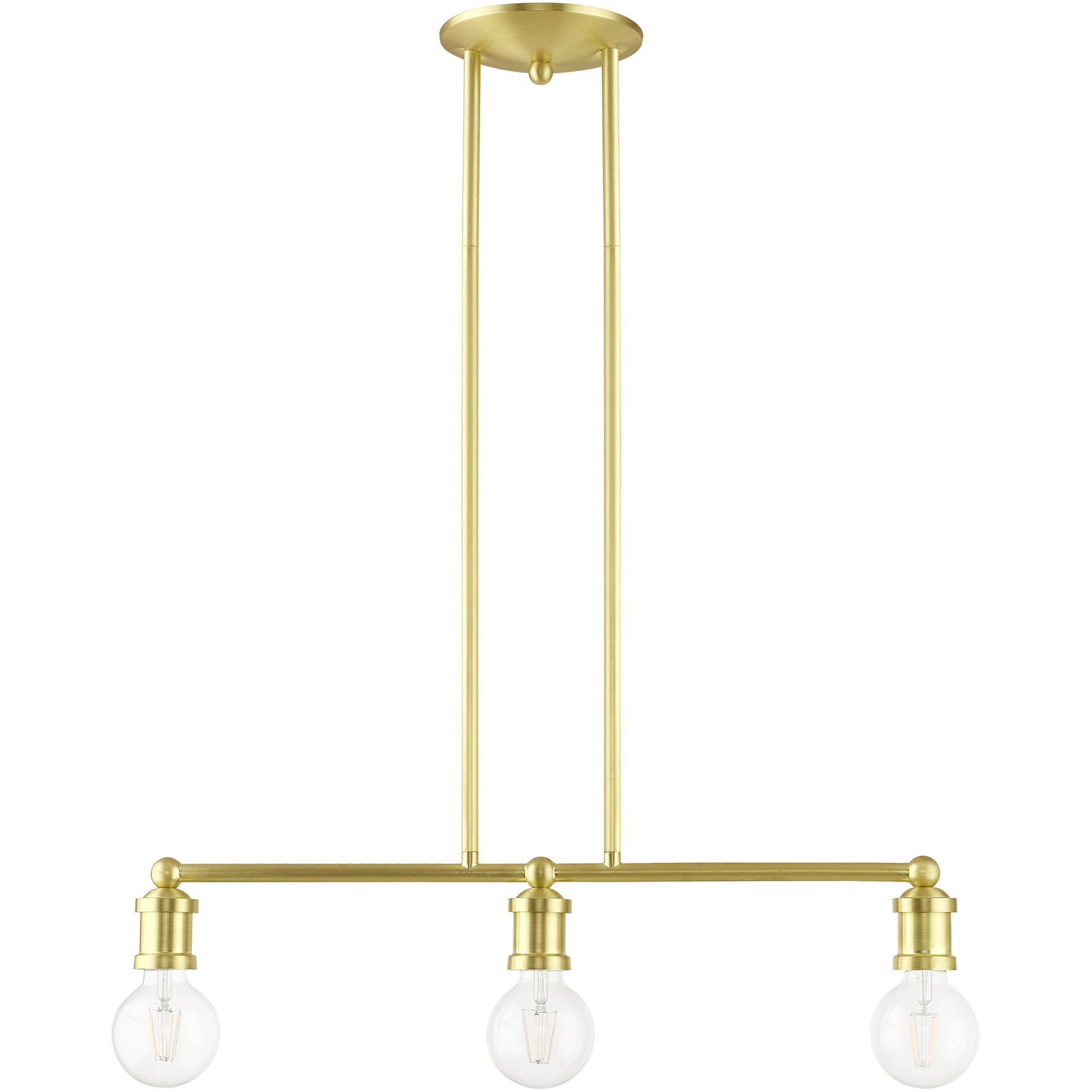 Lansdale 3 Light 24 inch Satin Brass Linear Chandelier Ceiling Light
