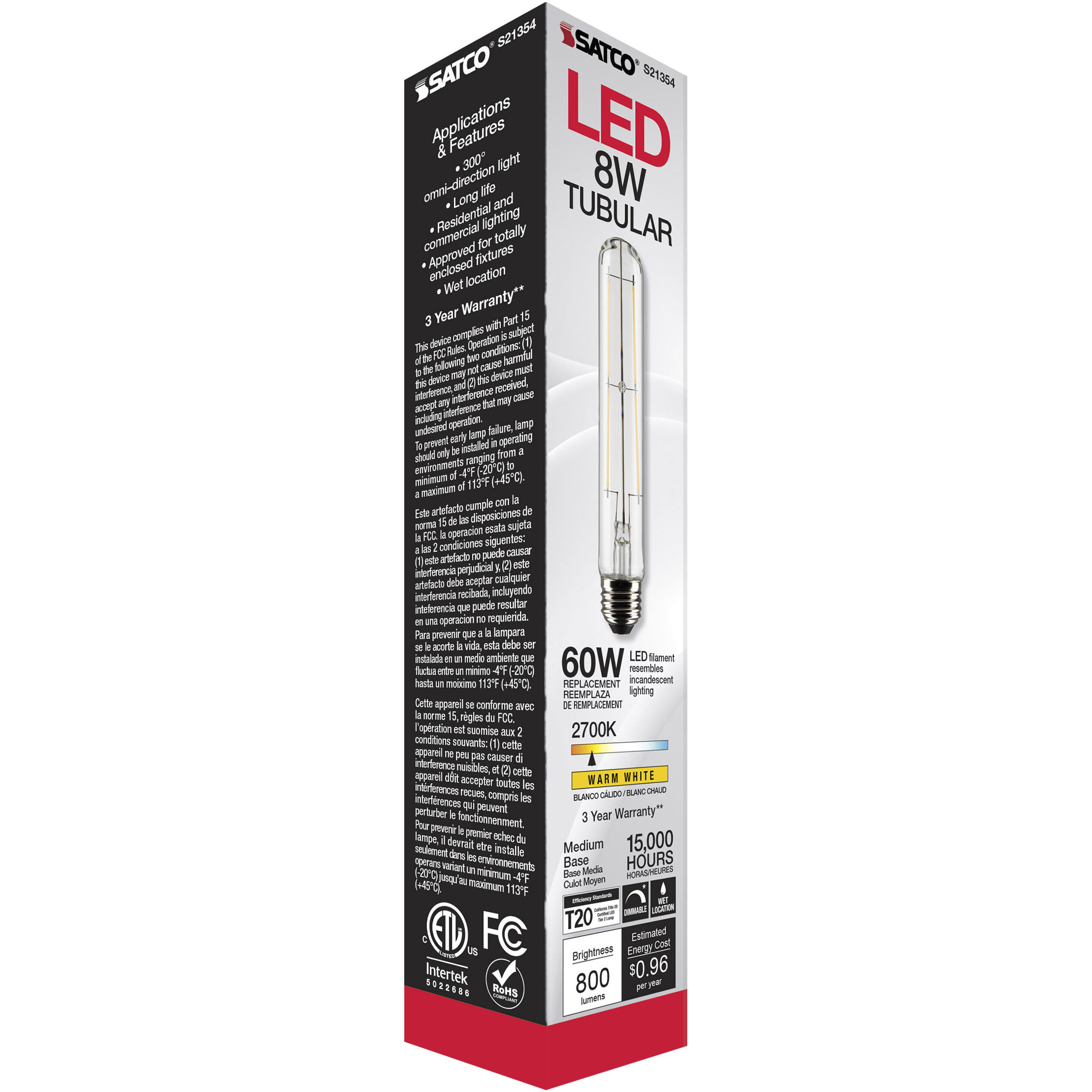 Lumos LED Medium Medium 8.00 watt 2700K LED Filament