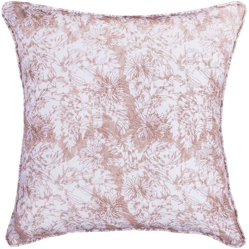 Ellie Block Print 20 X 6 inch White with Taupe Accent Pillow