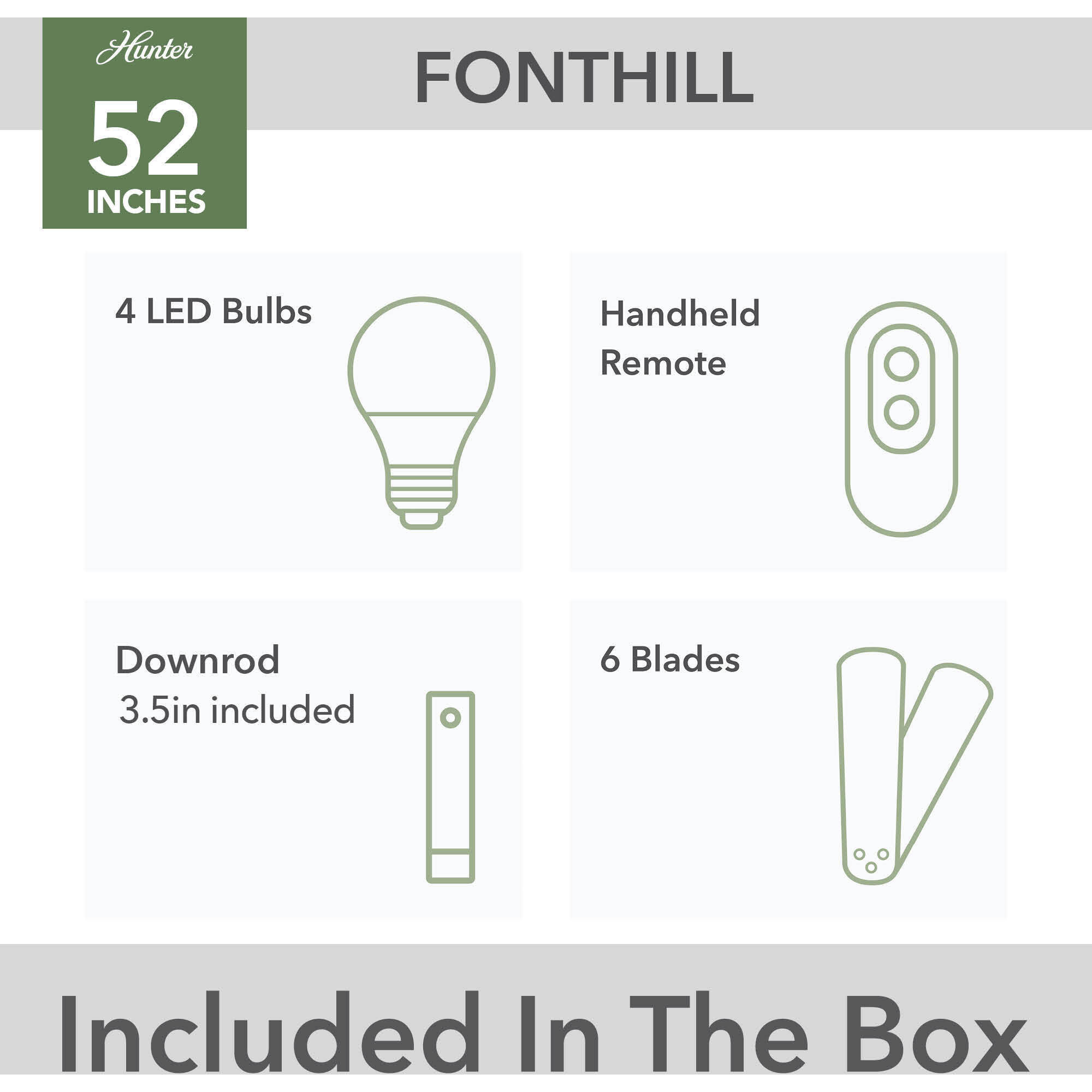 Fonthill 52 inch Brushed Nickel with Light Gray Oak Blades Ceiling Fan