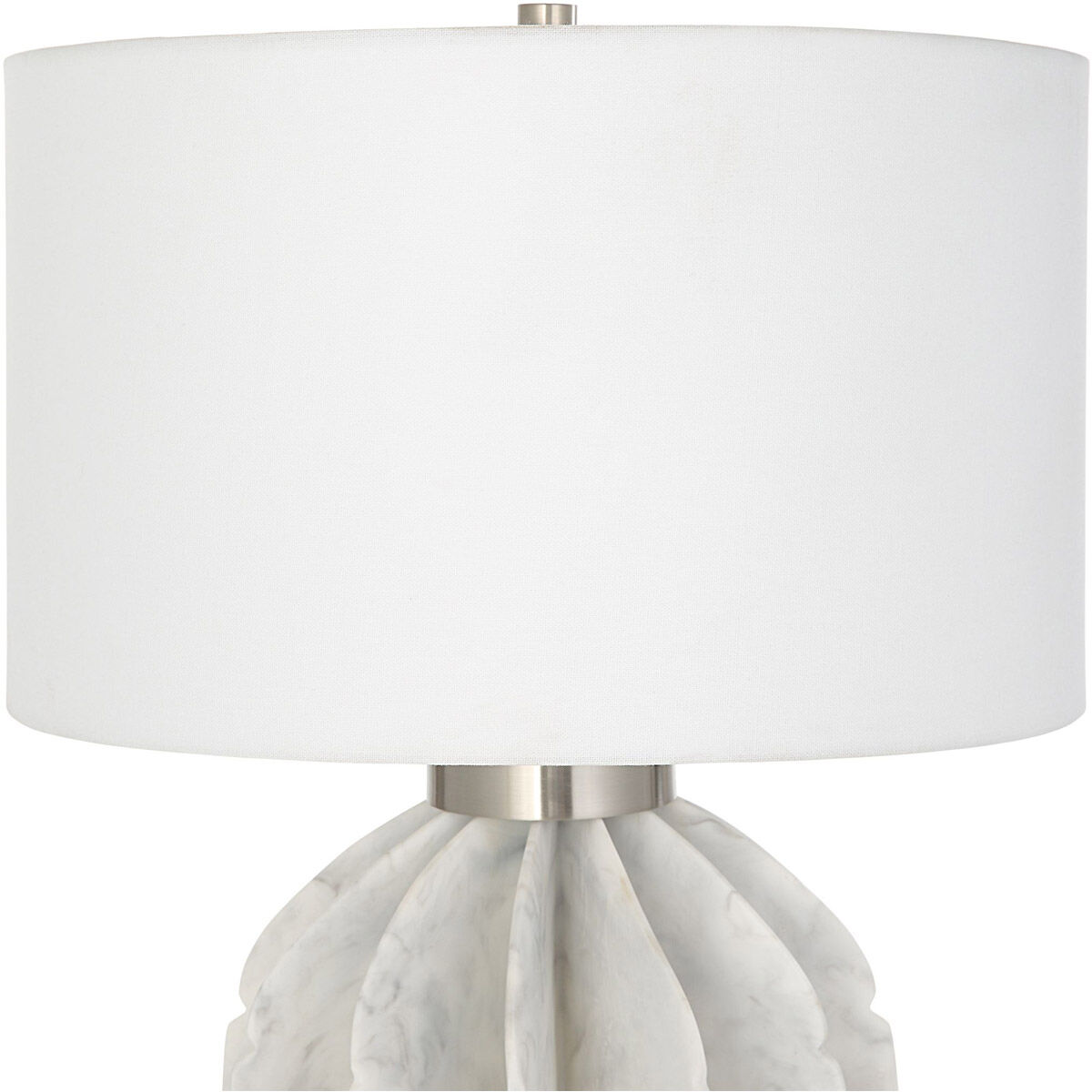 Repetition 25 inch 150.00 watt White Marble and Brushed Nickel Table Lamp Portable Light