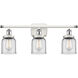 Ballston Small Bell 3 Light 26 inch White and Polished Chrome Bath Vanity Light Wall Light in Clear Glass