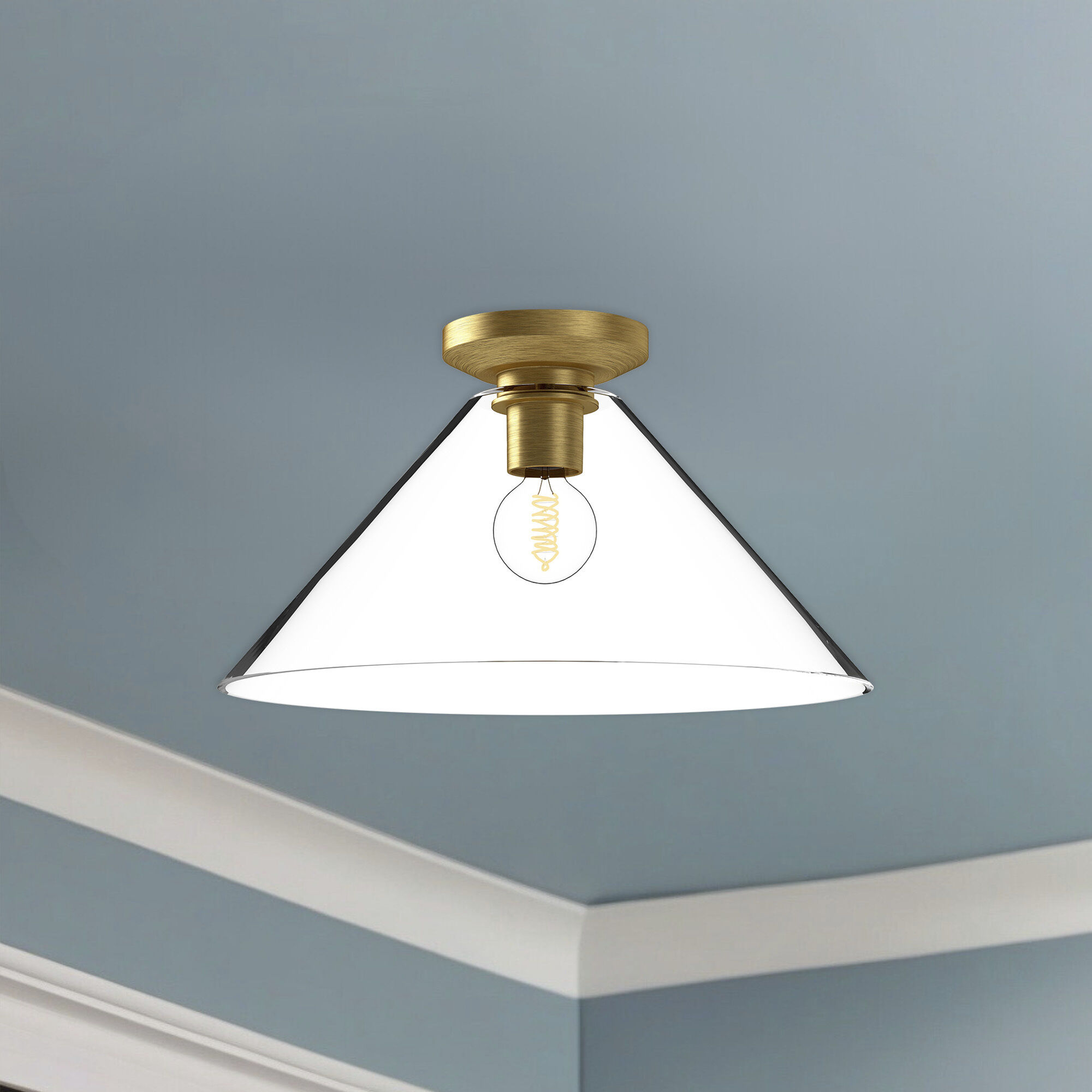 Alora Mood Salem 1 Light 14.13 inch Brushed Gold/Clear Glass Flush Mount Ceiling Light