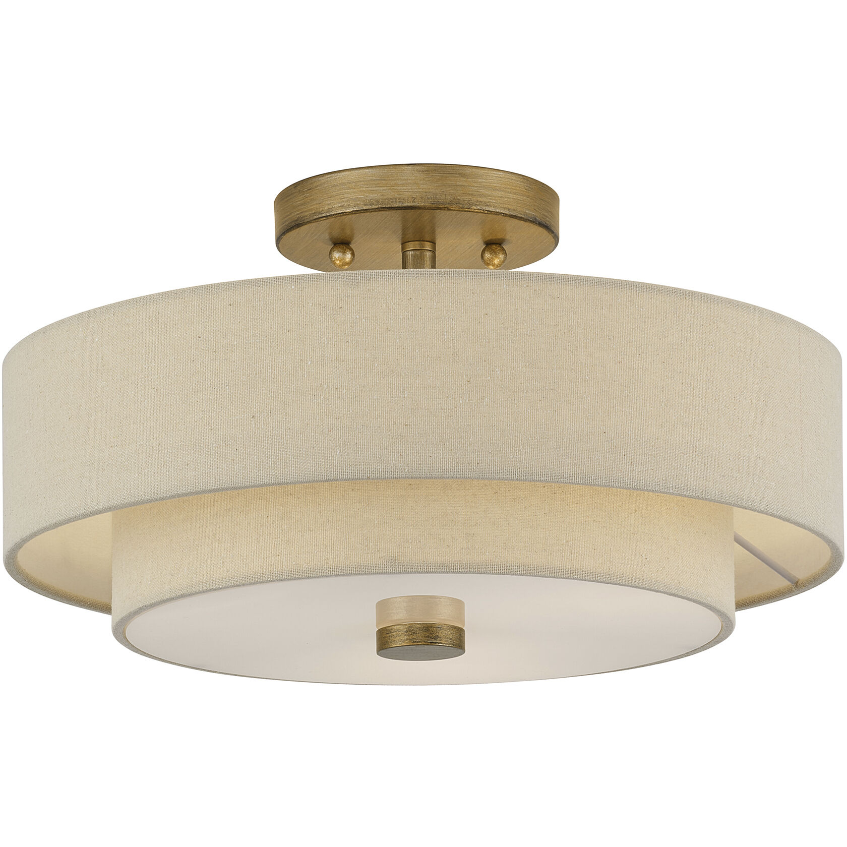 Bellingham 3 Light 15 inch Antique Gold Leaf Semi Flush Mount Ceiling Light, Large