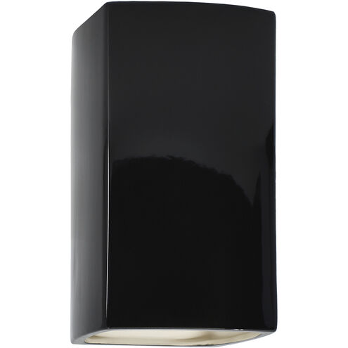 Ambiance Rectangle LED 9.5 inch Gloss Black Outdoor Wall Sconce, Small