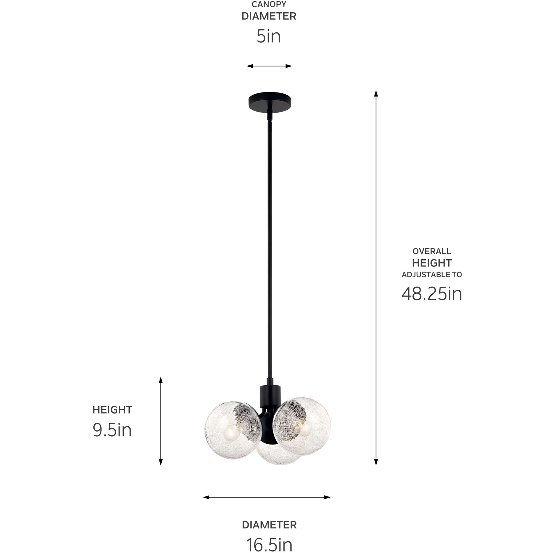 Silvarious 3 Light Black Chandelier/Semi Flush Ceiling Light