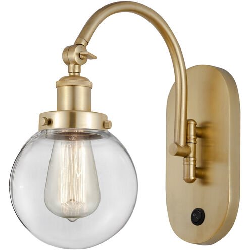 Franklin Restoration Beacon LED 6 inch Satin Gold Sconce Wall Light in Clear Glass