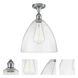 Edison Bristol Glass 1 Light 12 inch Polished Chrome Semi-Flush Mount Ceiling Light in Seedy Glass