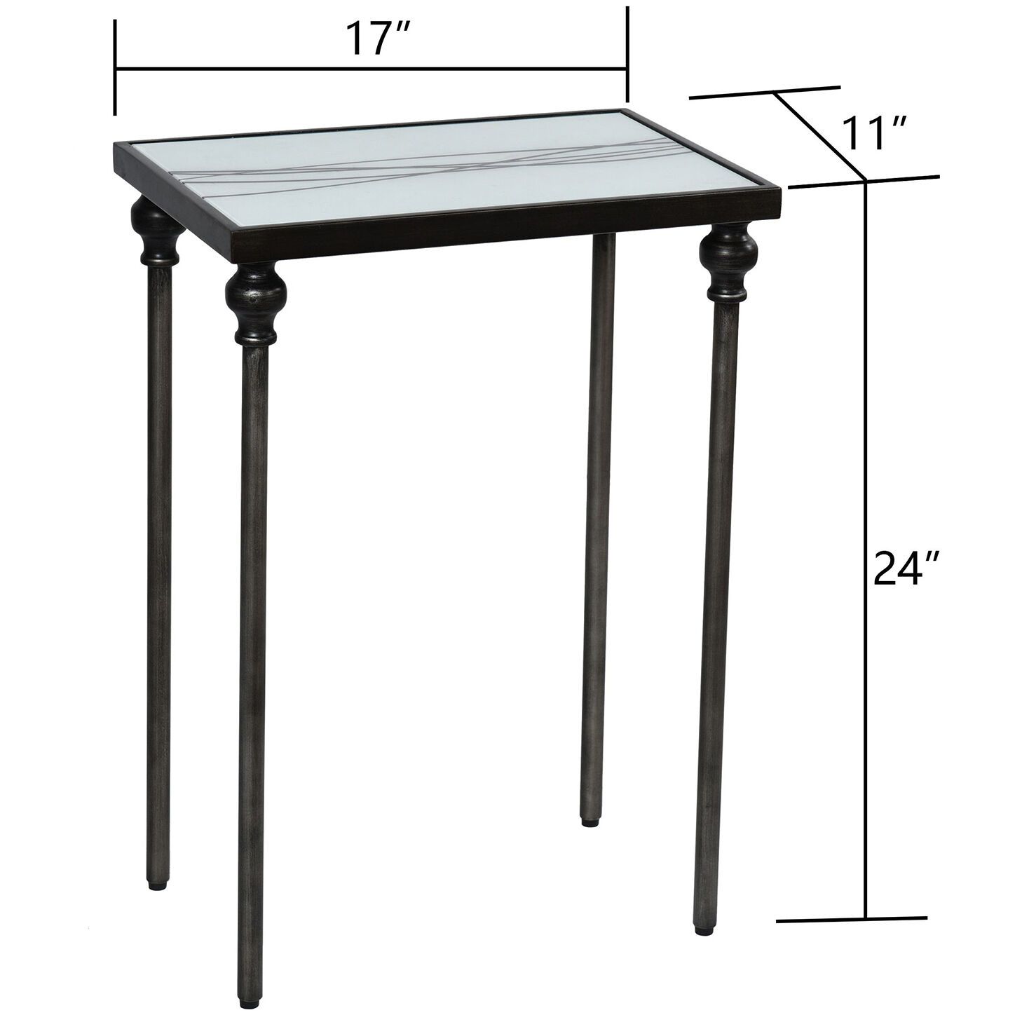 Austin Allen James 24 X 17 inch Black and White and Gun Metal Side Table