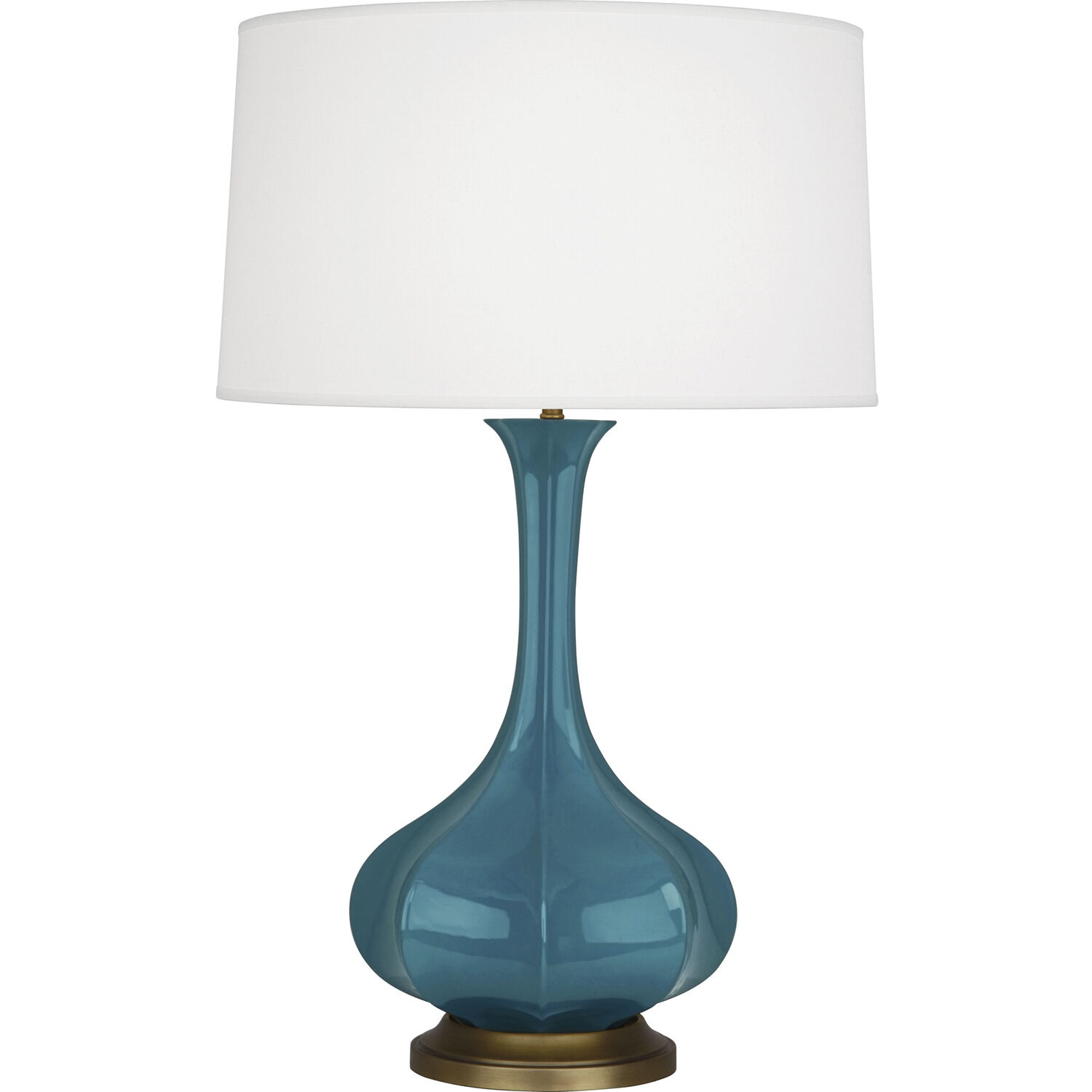 Pike 31.88 inch 150 watt Peacock Table Lamp Portable Light in Aged Brass
