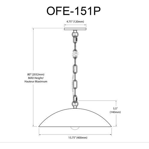 Ofelia 1 Light 15.75 inch Matte White/Aged Brass Pendant Ceiling Light