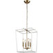 Kingdom 4 Light 14 inch White with Aged Brass Pendant Ceiling Light