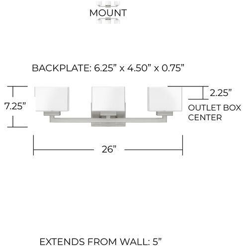Tahoe 3 Light 26 inch Brushed Nickel Vanity Light Wall Light