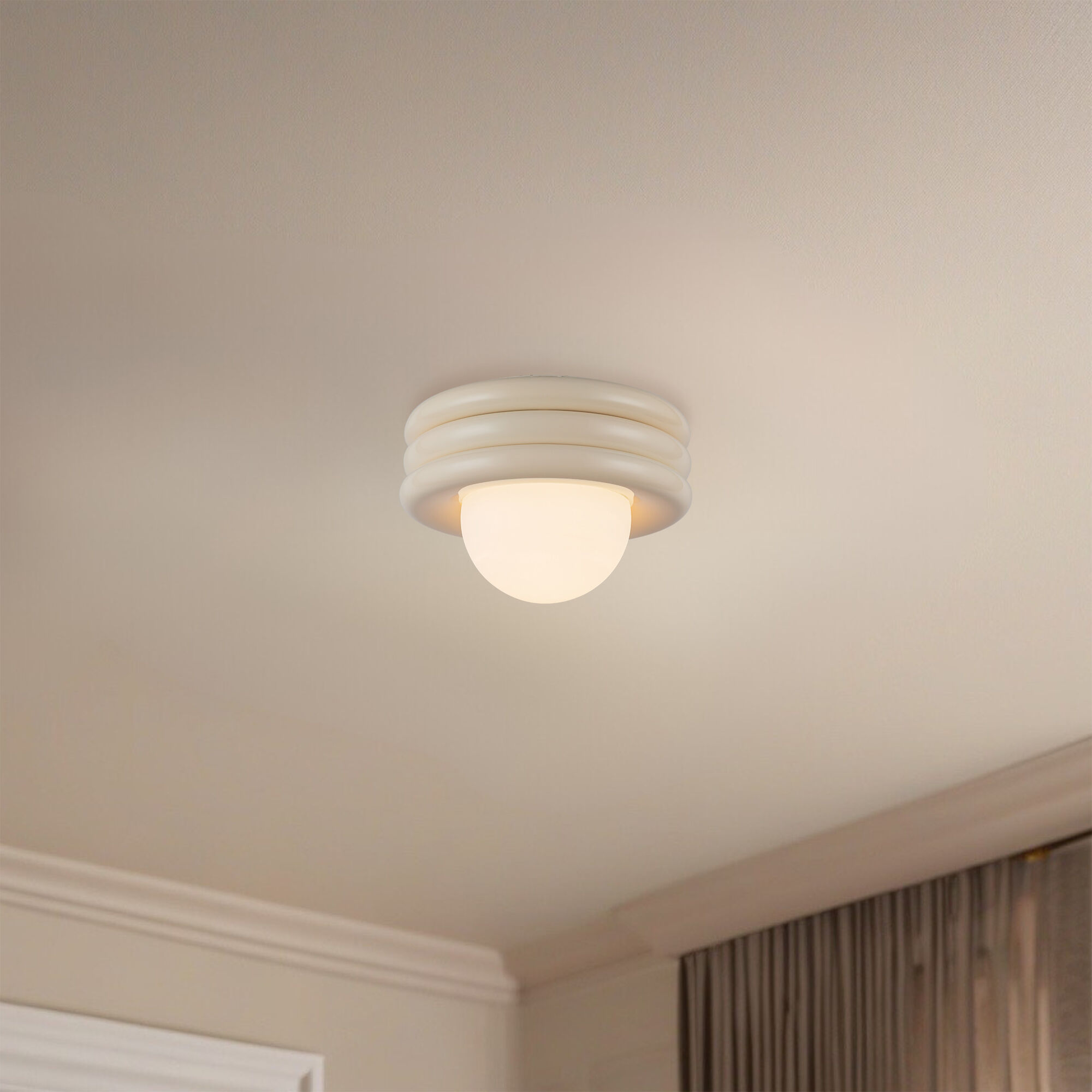Alora Mood Harvey 1 Light 12 inch Pearl White Semi-Flush Mount Ceiling Light
