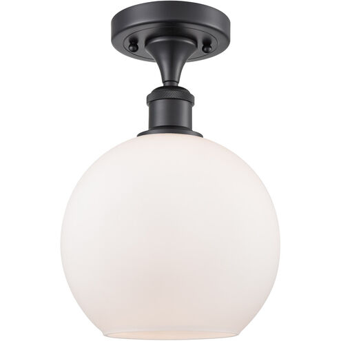 Ballston Athens LED 8 inch Matte Black Semi-Flush Mount Ceiling Light in Matte White Glass, Ballston