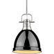 Yep Duncan 1 Light 8.88 inch Pewter Pendant Ceiling Light in Black, Small