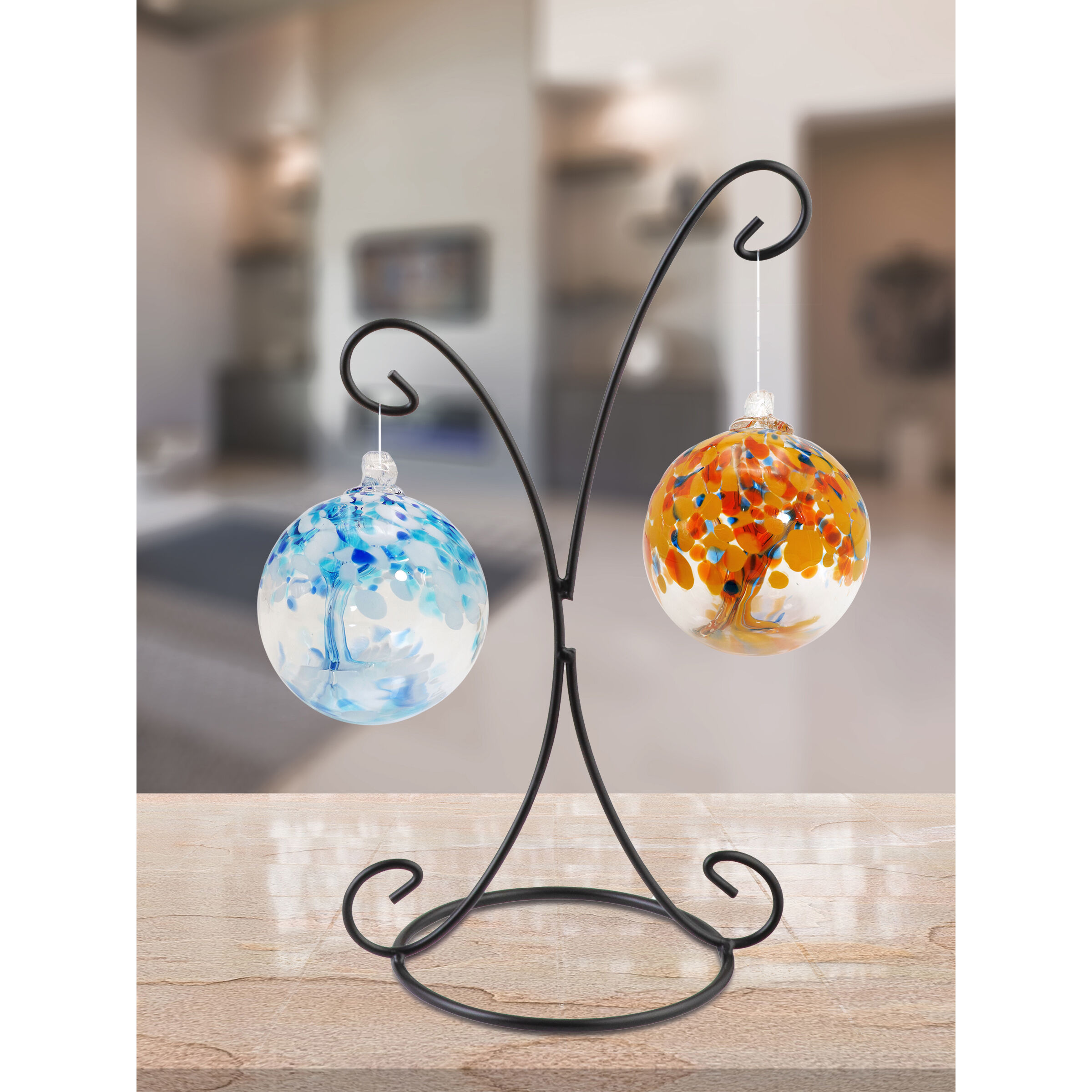 Tree of Life Aqua Glass Ornament