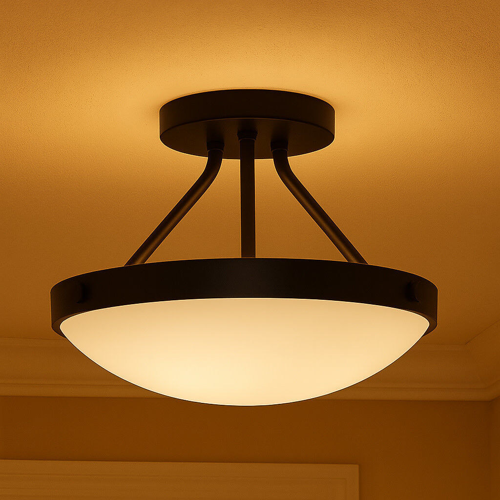 Gus 3 Light 14.5 inch Black Semi-Flush Mount Ceiling Light, Medium