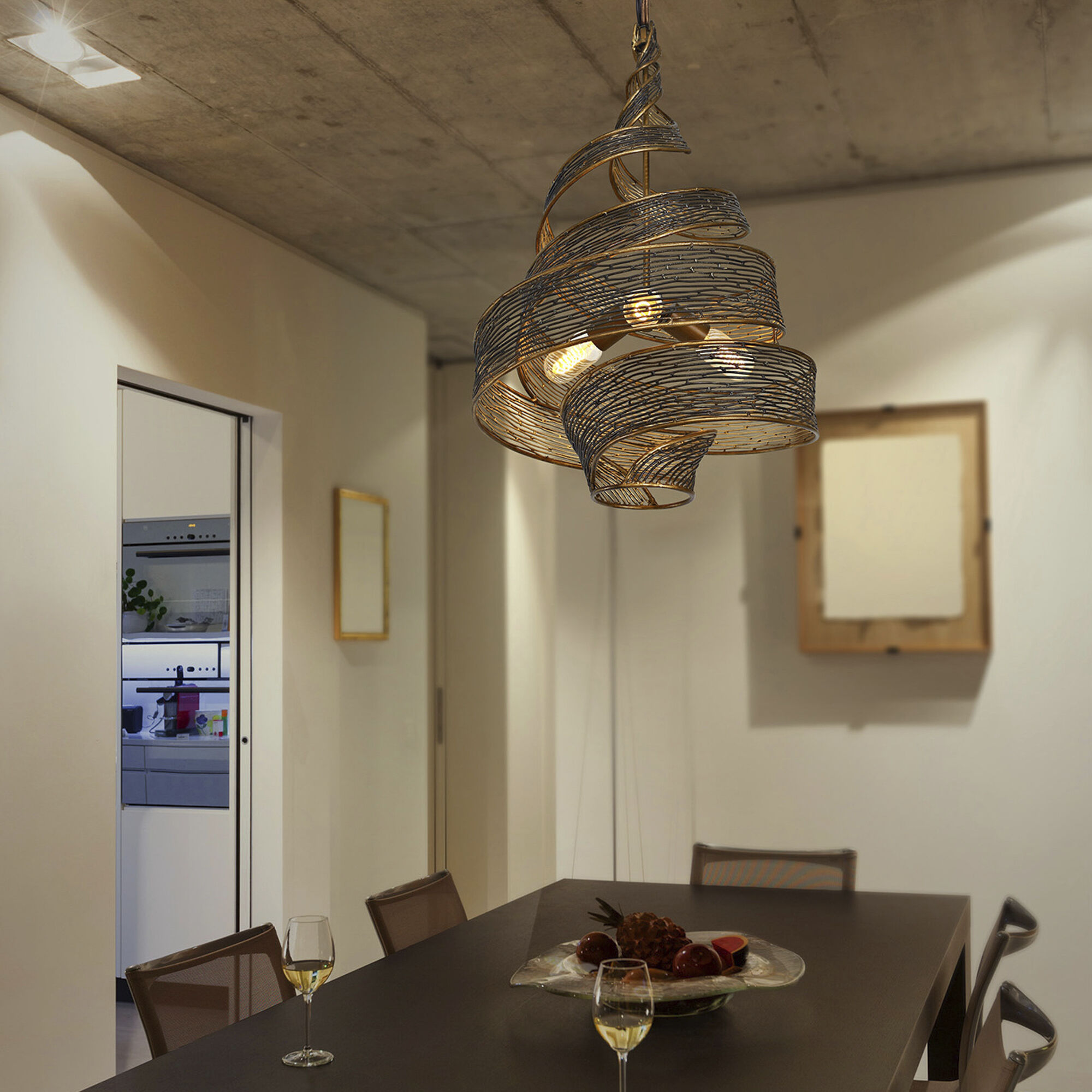 Flow 3 Light 18 inch Hammered Ore Pendant Ceiling Light