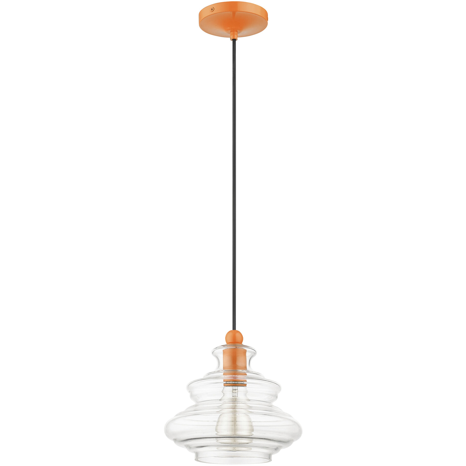 Everett 1 Light 9 inch Shiny Orange Pendant Ceiling Light