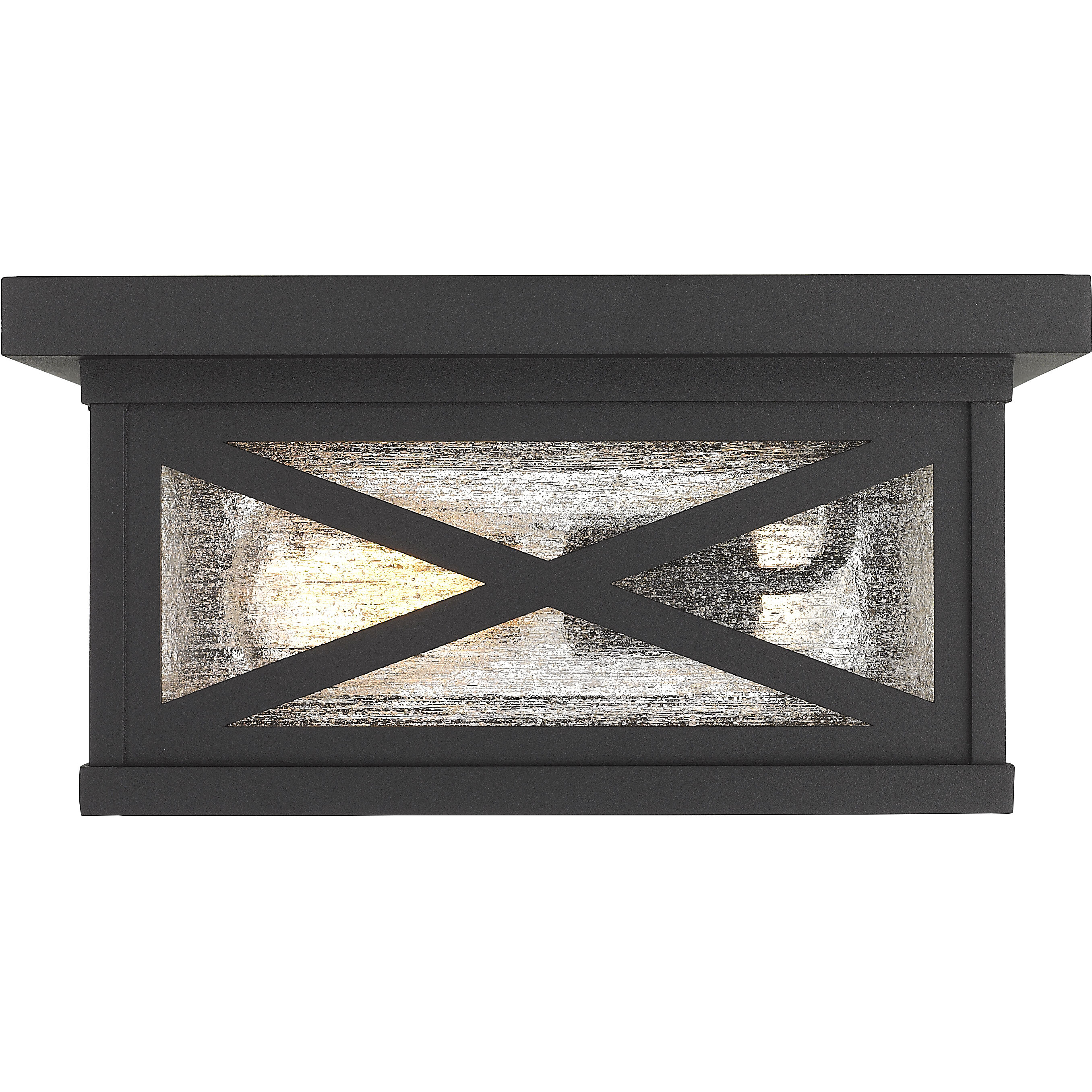Brookside 2 Light 12 inch Black Outdoor Flush Mount