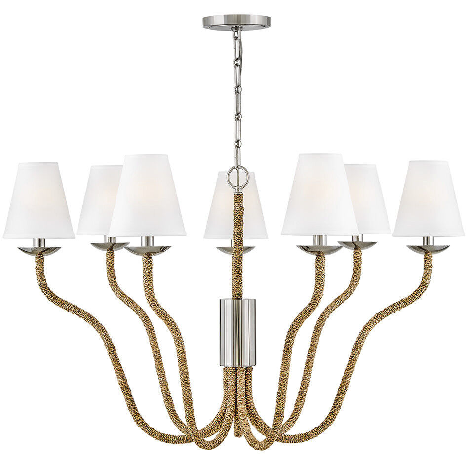 Harwich 7 Light 40 inch Polished Nickel with Natural Chandelier Ceiling Light