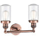 Franklin Restoration Dover 2 Light 14 inch Antique Copper Bath Vanity Light Wall Light in Seedy Glass, Franklin Restoration