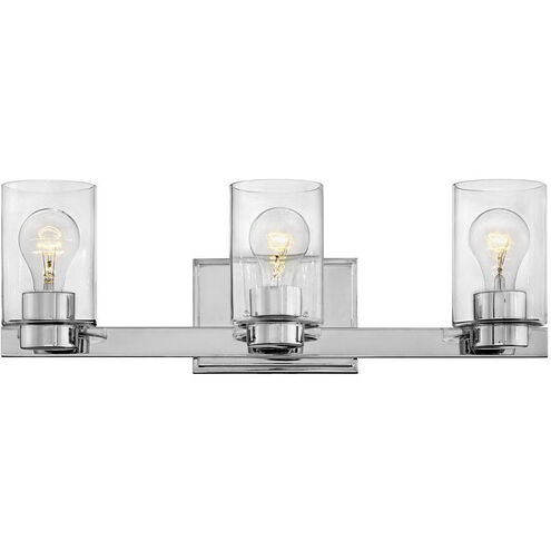 Miley 3 Light 21.5 inch Chrome Vanity Light Wall Light in Clear, Non-LED