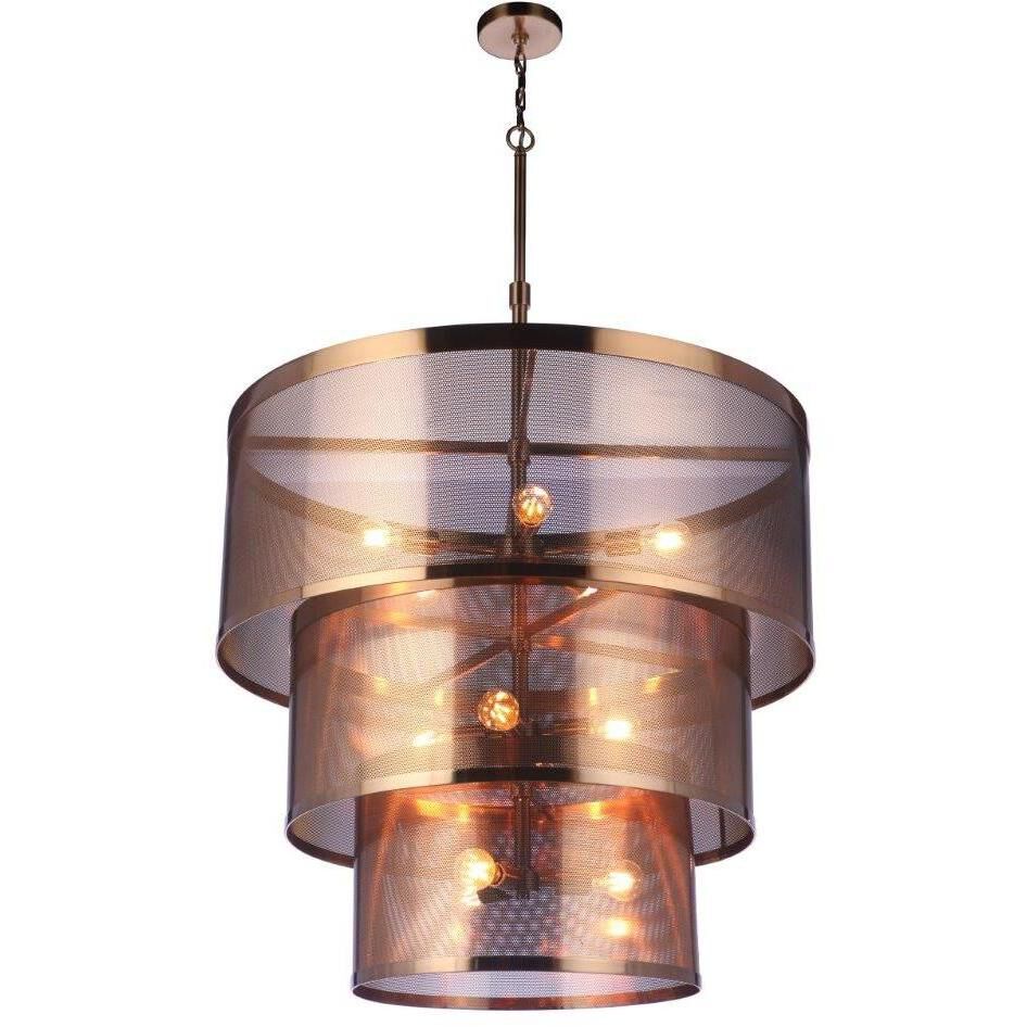 Mesh 12 Light 36 inch Satin Brass Pendant Ceiling Light