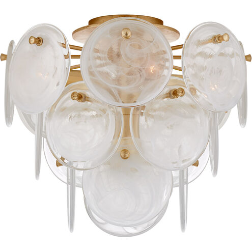 AERIN Loire 4 Light 14.5 inch Gild Flush Mount Ceiling Light in White Strie Glass, Medium