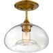 Modern 1 Light 10.75 inch Natural Brass Semi-Flush Ceiling Light