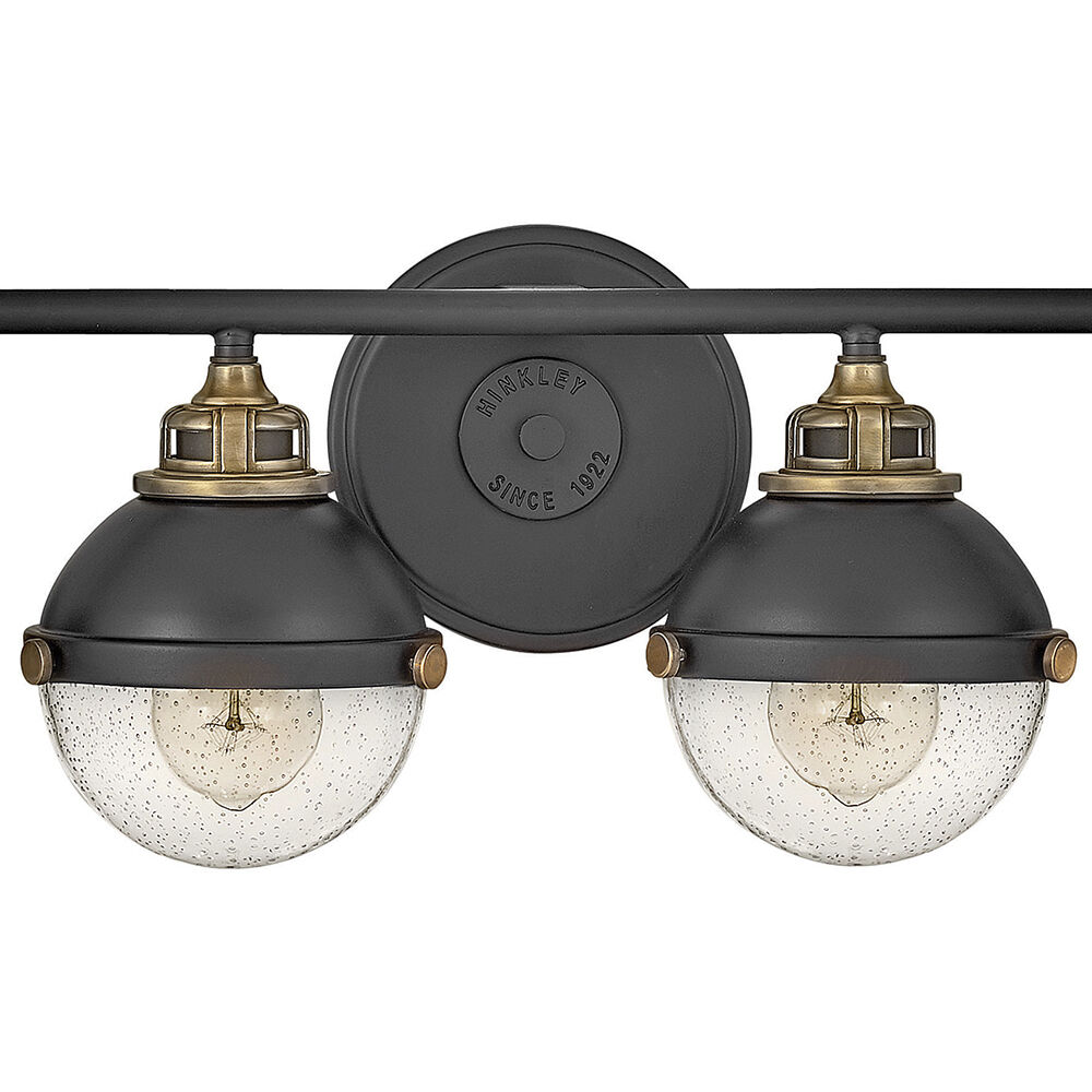 Fletcher 4 Light 32 inch Black with Heritage Brass Vanity Light Wall Light