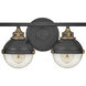 Fletcher 4 Light 32 inch Black with Heritage Brass Vanity Light Wall Light