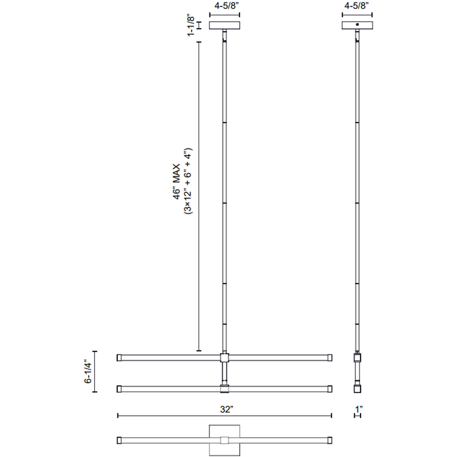 Blade LED 1 inch Black Chandelier Ceiling Light