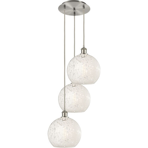 Ballston White Mouchette 3 Light 16.5 inch Brushed Satin Nickel Cord Hung Multi Pendant Ceiling Light