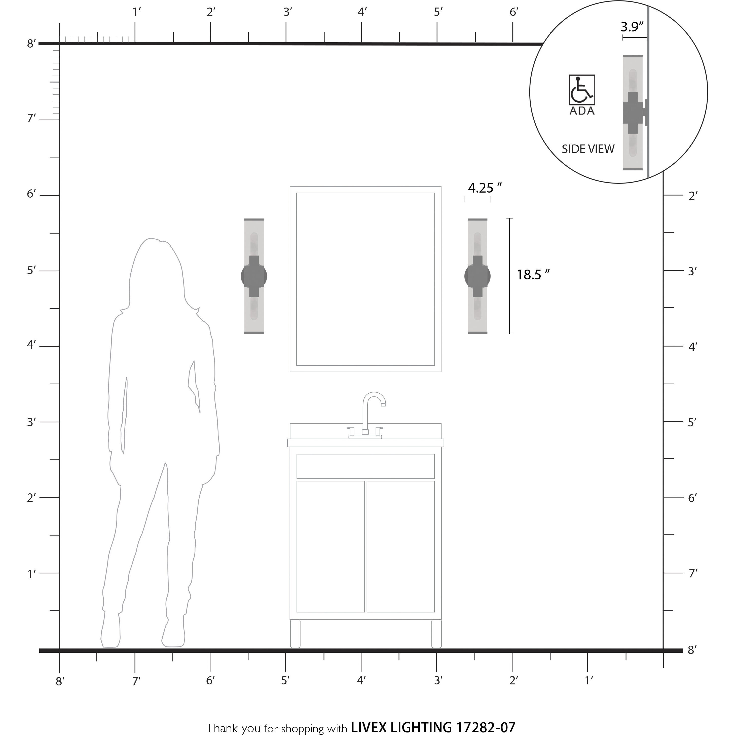 Banca 2 Light 4 inch Bronze with Antique Brass Accent ADA Vanity Sconce Wall Light