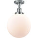 Franklin Restoration X-Large Beacon LED 10 inch Polished Chrome Semi-Flush Mount Ceiling Light in Matte White Glass, Franklin Restoration